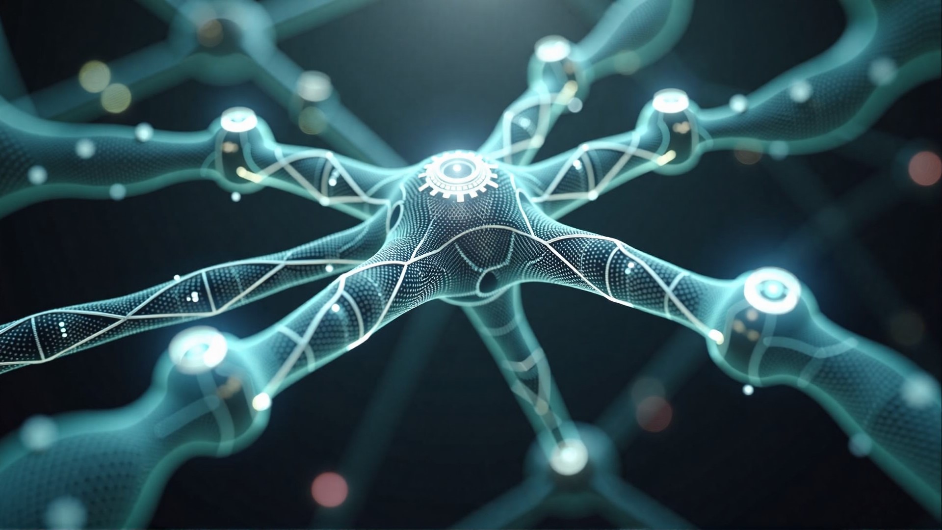 A dark, complex web representing a modern AI toolchain.