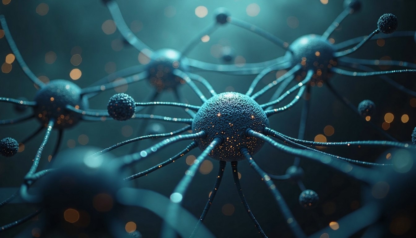 An abstract visualization of a brain made of glowing, interconnected data streams, representing prompt engineering.